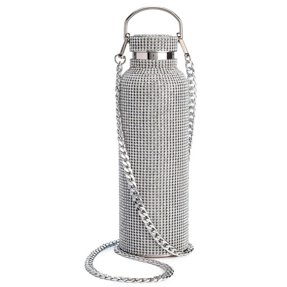 Paris Hilton Handbags - Paris Hilton Bling Water Bottle W/ Lid Removable and Strap Stainless Steel 25 oz
